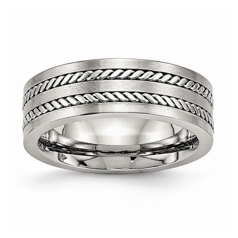Stainless Steel Brushed and Polished Twisted 7.00mm Band - Seattle Gold Grillz