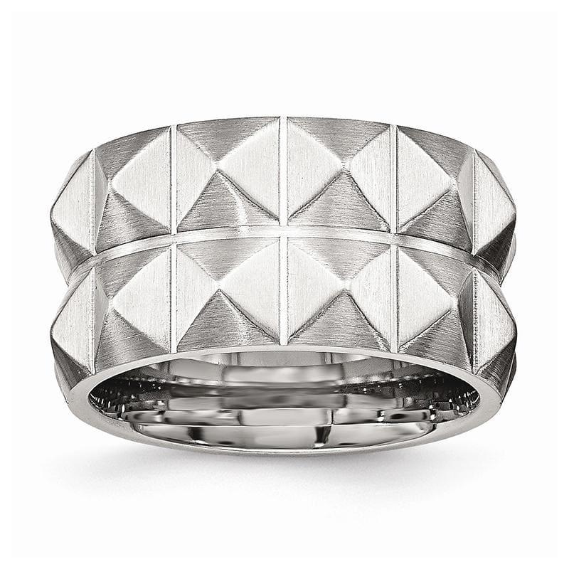 Stainless Steel Brushed Grooved 12.00mm Band - Seattle Gold Grillz