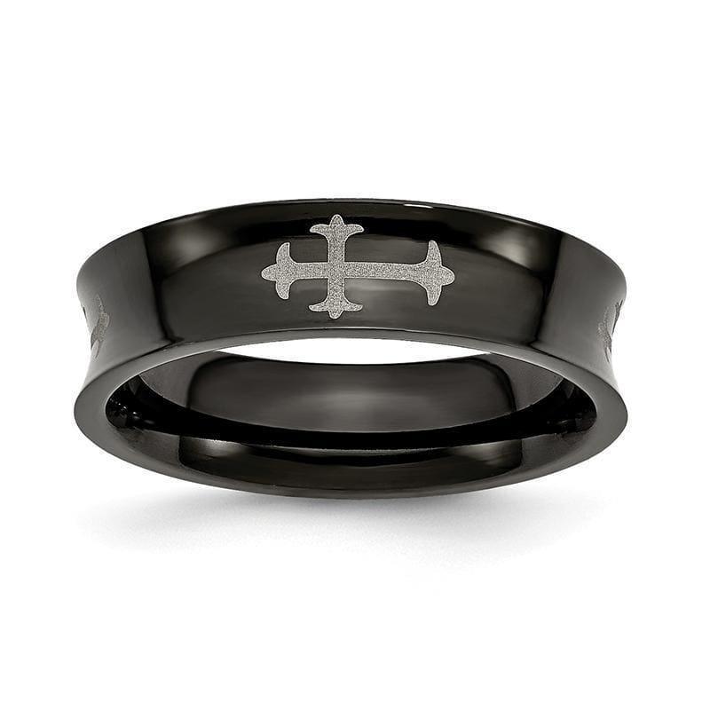 Stainless Steel Concave Crosses & Black IP-plated 6mm Band - Seattle Gold Grillz