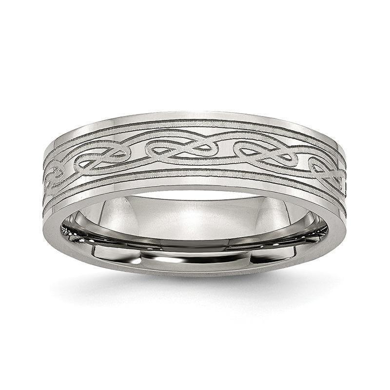 Stainless Steel Flat Laser Etched Celtic Knot 6mm Polished Band - Seattle Gold Grillz