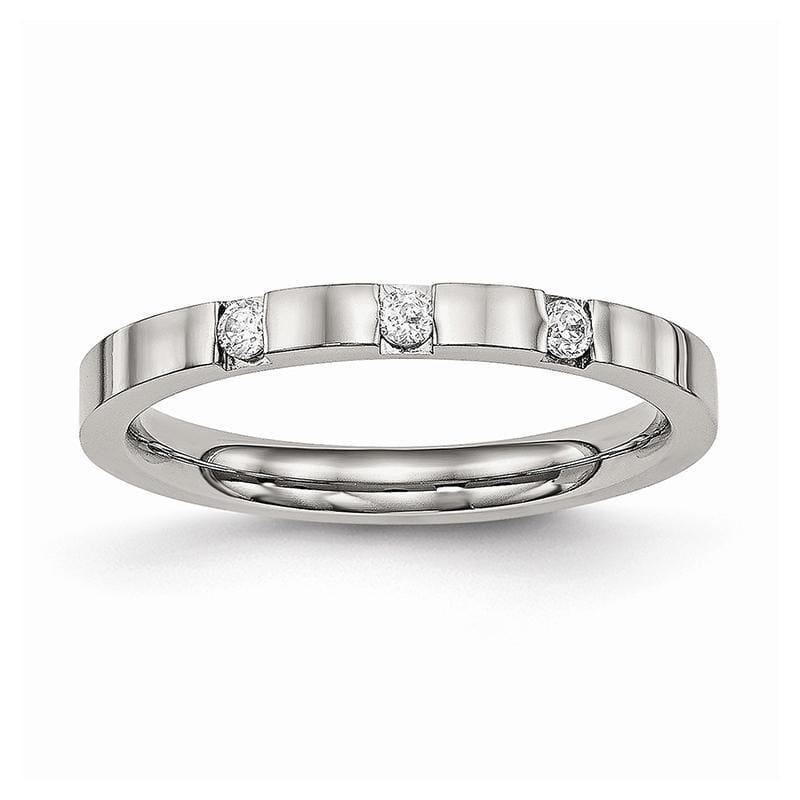 Stainless Steel Polished 3 Stone CZ 2.50mm Band - Seattle Gold Grillz