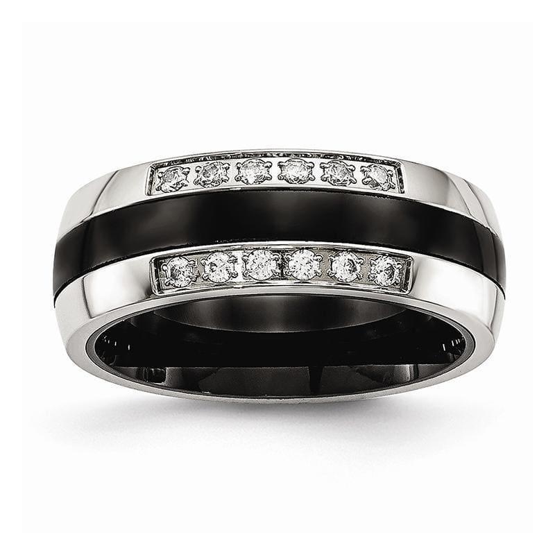 Stainless Steel Polished Black Ceramic CZ Ring - Seattle Gold Grillz