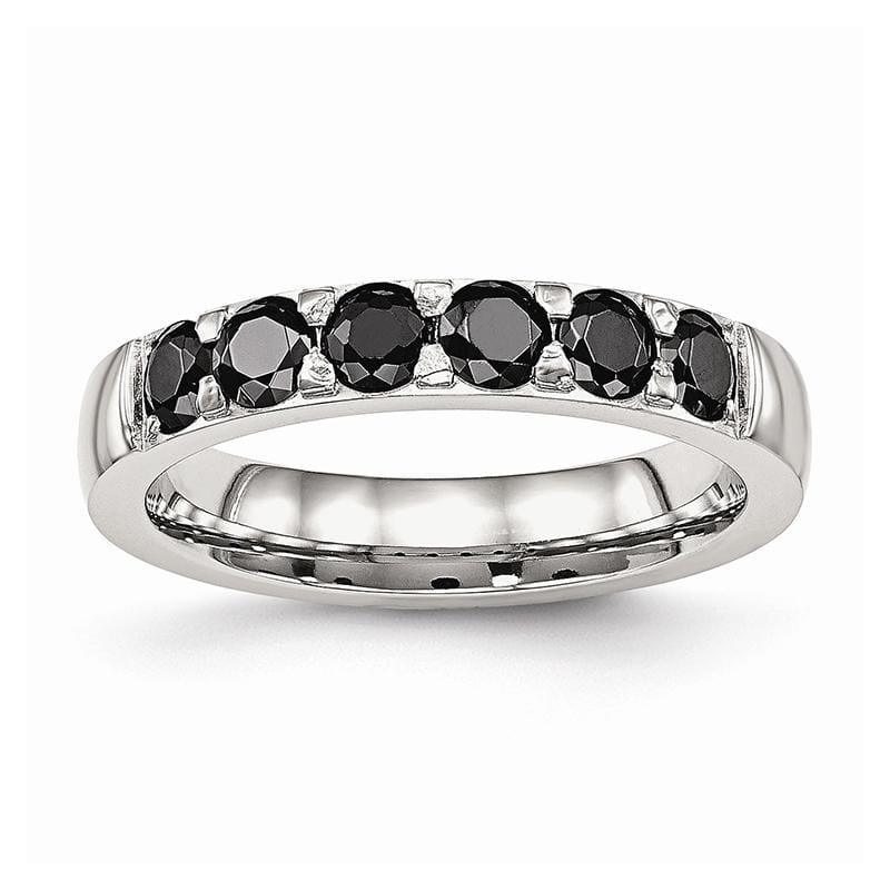 Stainless Steel Polished Black CZ 4.00mm Band - Seattle Gold Grillz