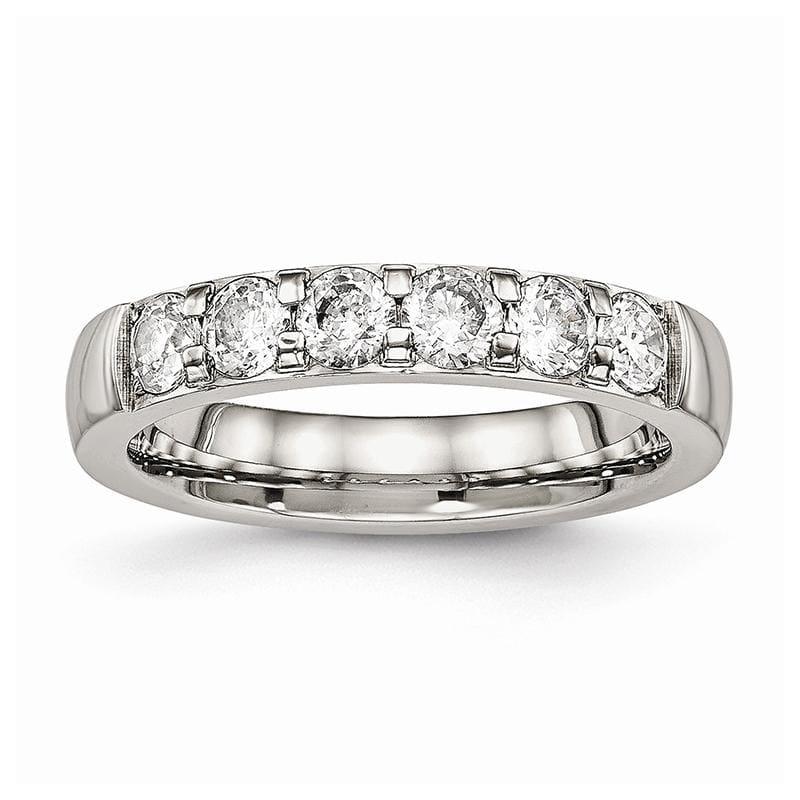 Stainless Steel Polished CZ 4.00mm Band - Seattle Gold Grillz