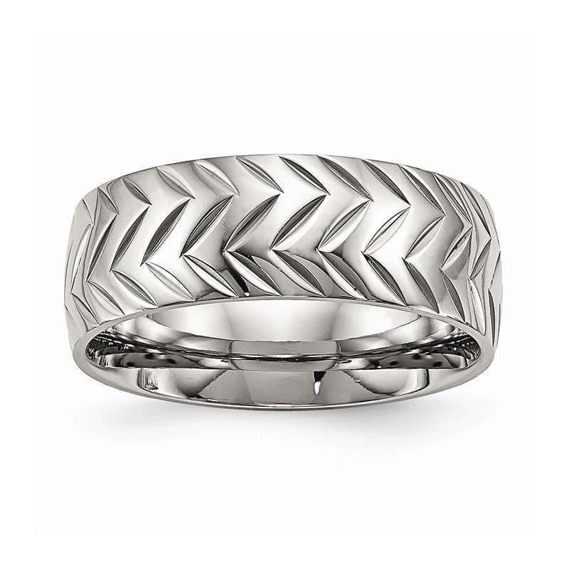 Stainless Steel Polished Diamond Cut Ring - Seattle Gold Grillz