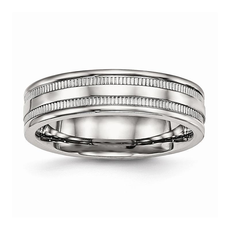 Stainless Steel Polished Grooved 6.00mm Band - Seattle Gold Grillz