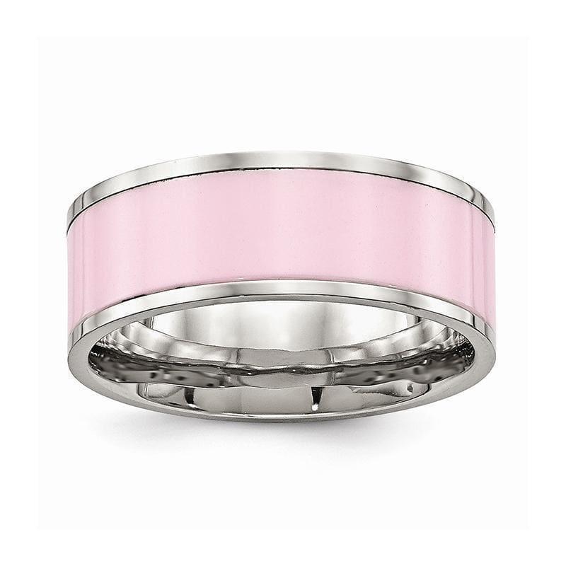 Stainless Steel Polished Pink Ceramic Ring - Seattle Gold Grillz