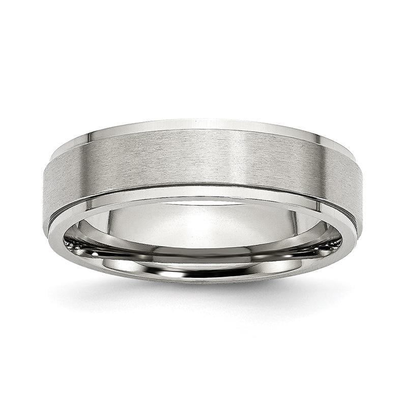 Stainless Steel Ridged Edge 6mm Brushed and Polished Band - Seattle Gold Grillz