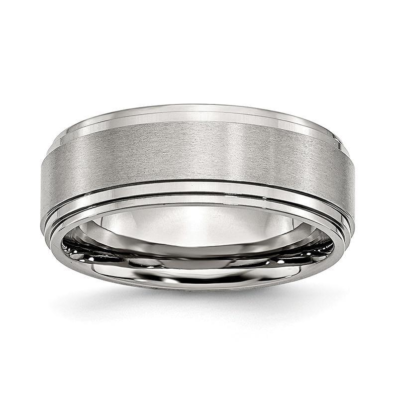 Stainless Steel Ridged Edge 8mm Brushed and Polished Band - Seattle Gold Grillz