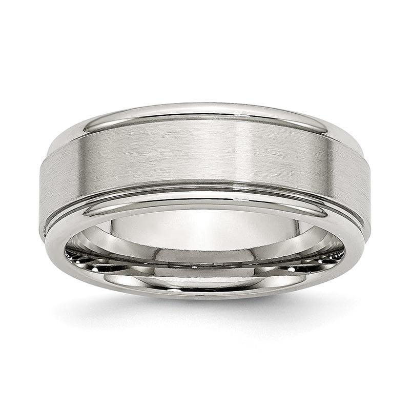 Stainless Steel Ridged Edge 8mm Brushed and Polished Band - Seattle Gold Grillz