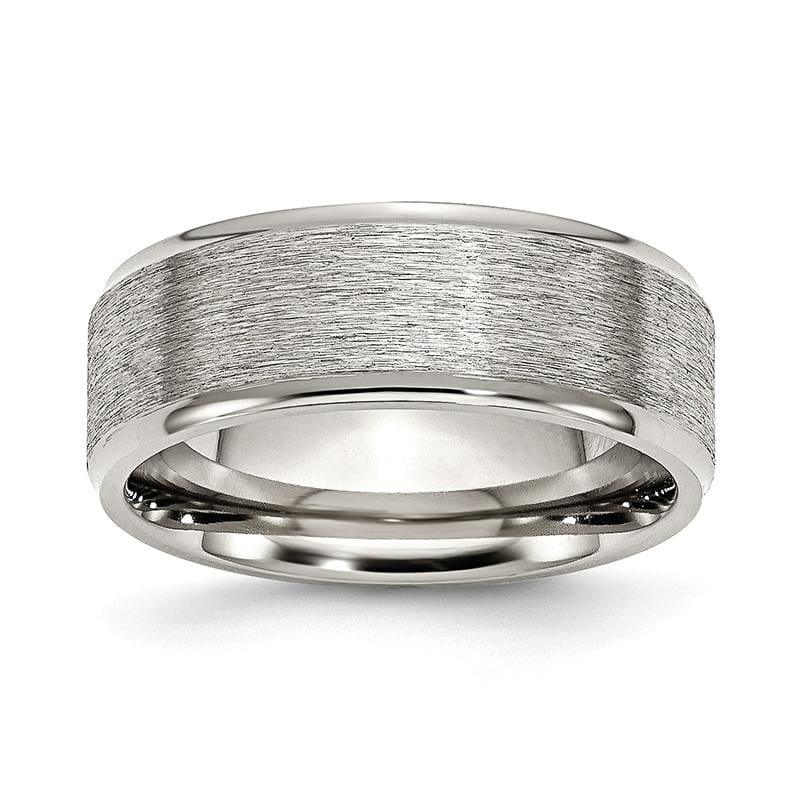 Stainless Steel Ridged Edge 8mm Brushed and Polished Band - Seattle Gold Grillz