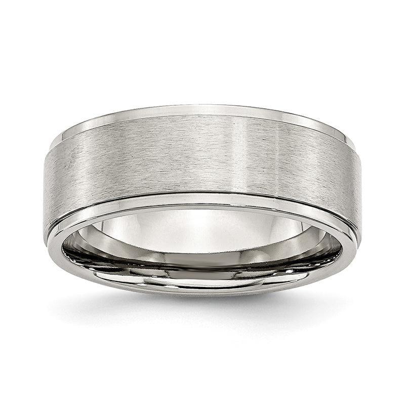 Stainless Steel Ridged Edge 8mm Brushed and Polished Band - Seattle Gold Grillz