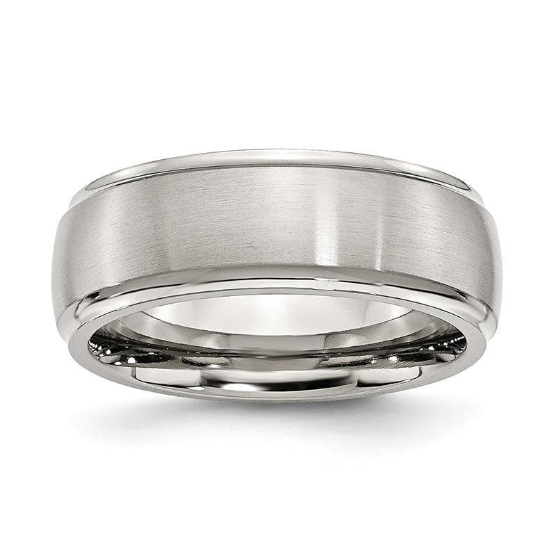 Stainless Steel Ridged Edge 8mm Brushed and Polished Band - Seattle Gold Grillz