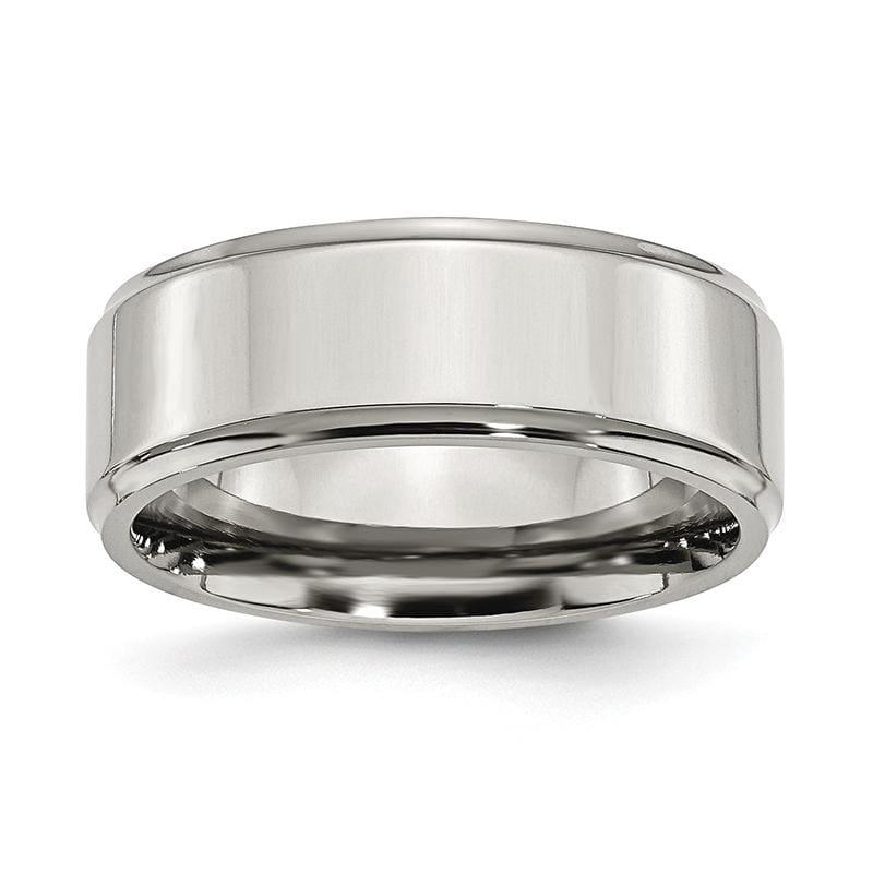 Stainless Steel Ridged Edge 8mm Polished Band - Seattle Gold Grillz