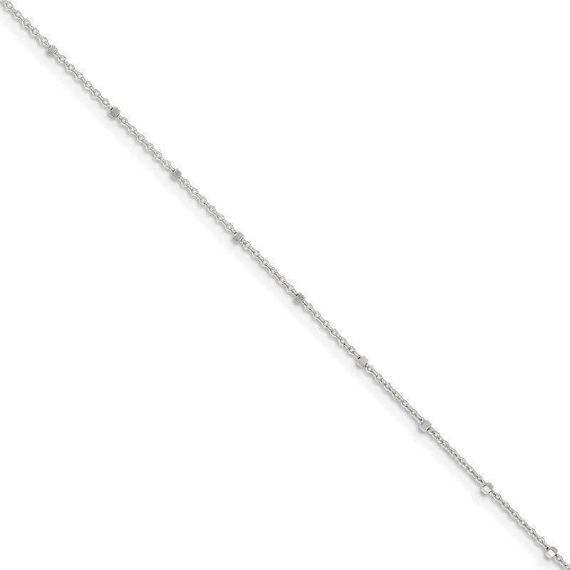 Sterling Silver 1.25mm 10 Inch Rolo with Beads Anklet - Seattle Gold Grillz