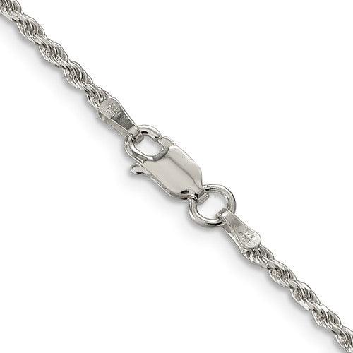Sterling Silver 1.85mm Diamond-cut Rope Anklet - Seattle Gold Grillz