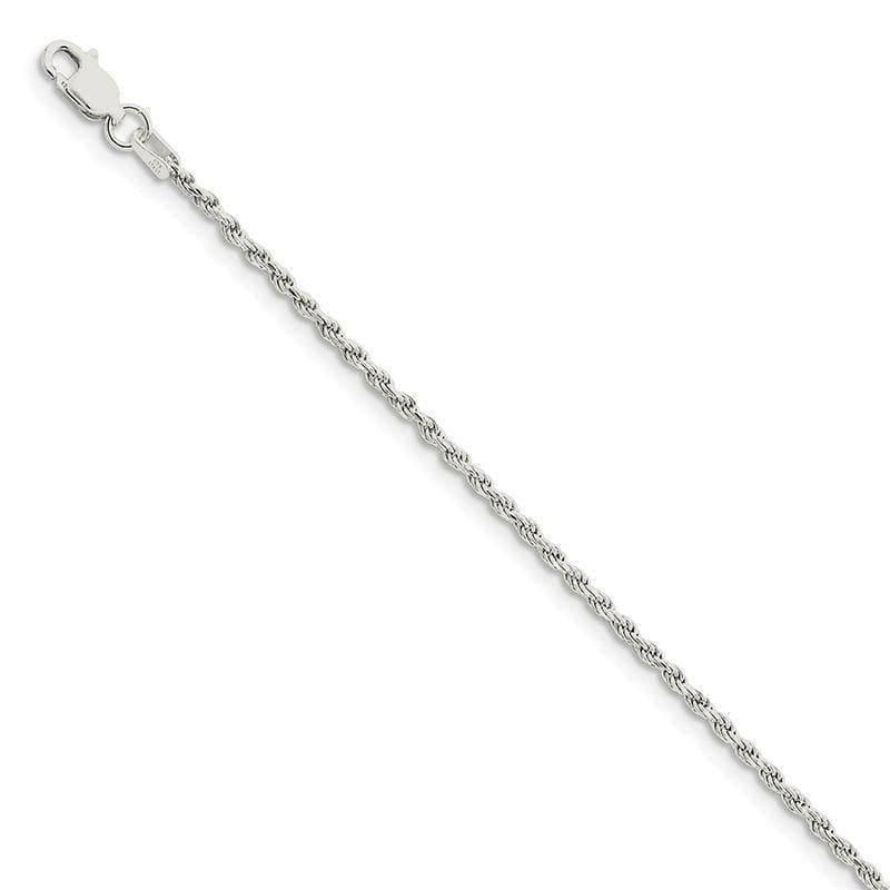 Sterling Silver 1.85mm Diamond-cut Rope Bracelet - Seattle Gold Grillz
