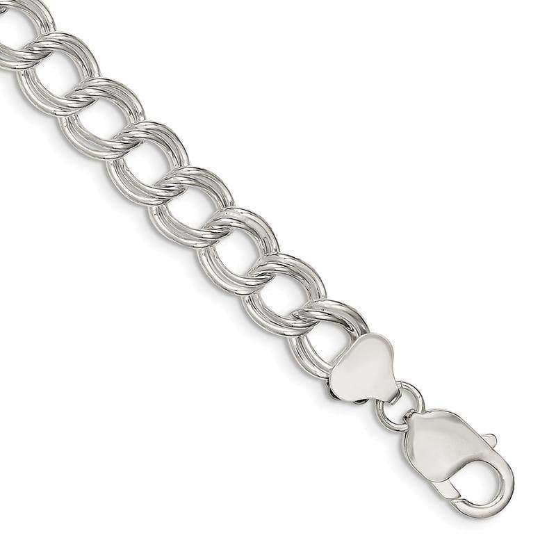 Sterling Silver 10.5mm Double Link Charm Bracelet - Seattle Gold Grillz