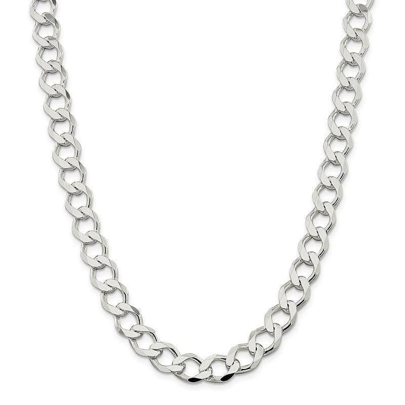 Sterling Silver 10.8mm Polished Flat Curb Chain - Seattle Gold Grillz