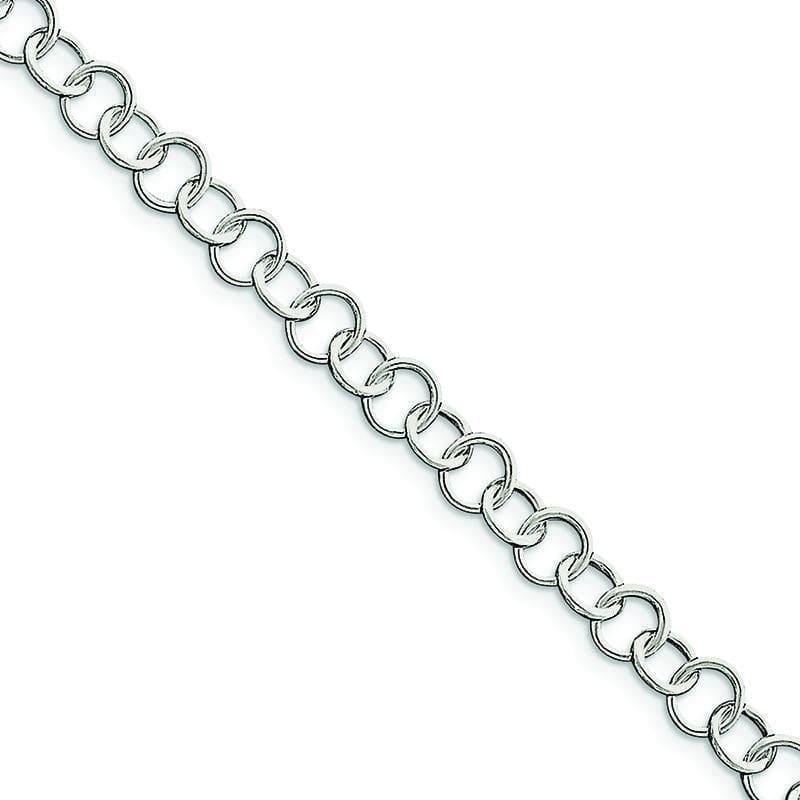 Sterling Silver 10inch Polished Fancy Link Anklet - Seattle Gold Grillz