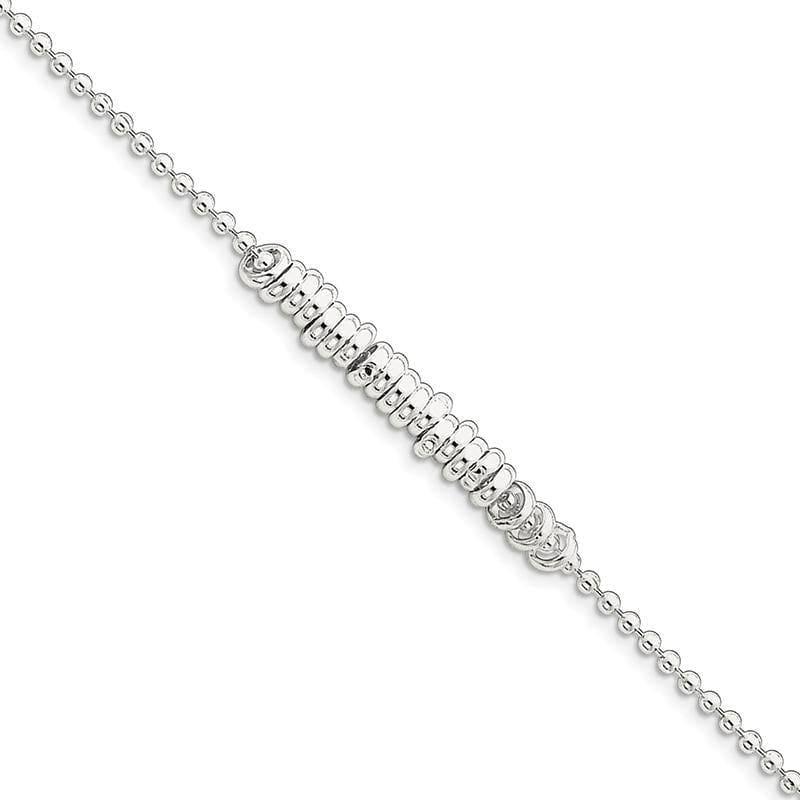 Sterling Silver 10inch Polished Fancy Love Ring Anklet - Seattle Gold Grillz