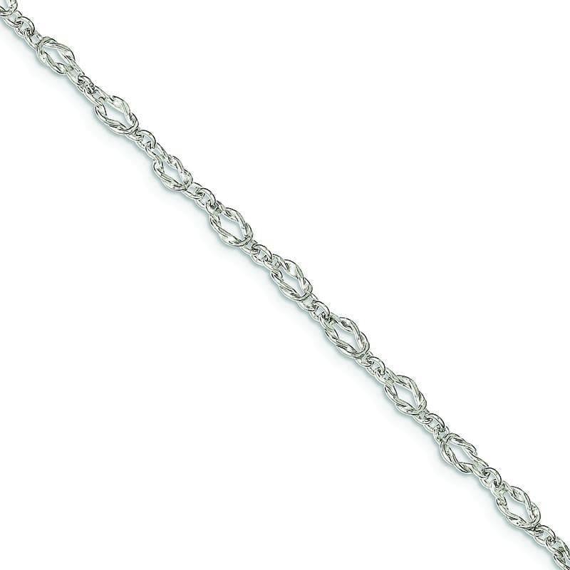 Sterling Silver 10inch Solid Polished Fancy Knot-Link Anklet - Seattle Gold Grillz