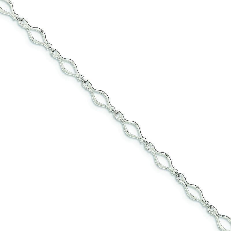 Sterling Silver 10inch Solid Polished Fancy Link Anklet - Seattle Gold Grillz