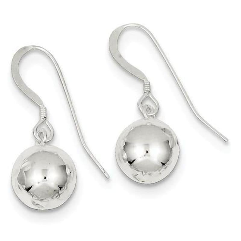 Sterling Silver 10mm Diamond Cut Bead Dangle Earrings - Seattle Gold Grillz