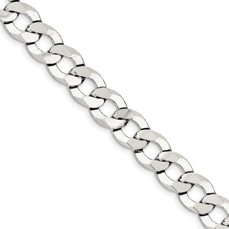 Sterling Silver 11.75mm Close Link Flat Curb Bracelet - Seattle Gold Grillz