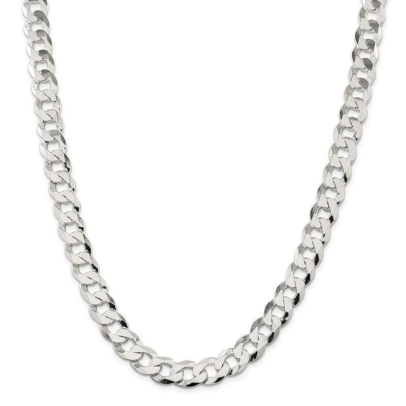 Sterling Silver 11.75mm Close Link Flat Curb Chain - Seattle Gold Grillz