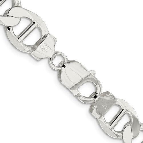Sterling Silver 12.3mm Semi-Solid Flat Anchor Chain - Seattle Gold Grillz