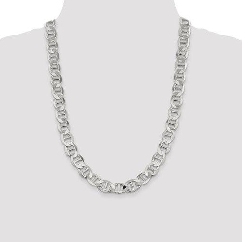 Sterling Silver 12.3mm Semi-Solid Flat Anchor Chain - Seattle Gold Grillz