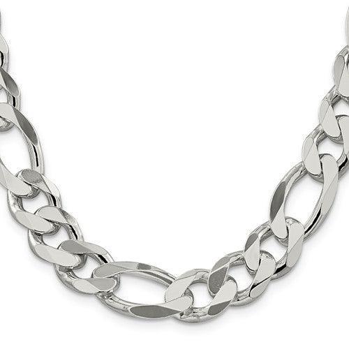 Sterling Silver 13.50mm Figaro Chain - Seattle Gold Grillz