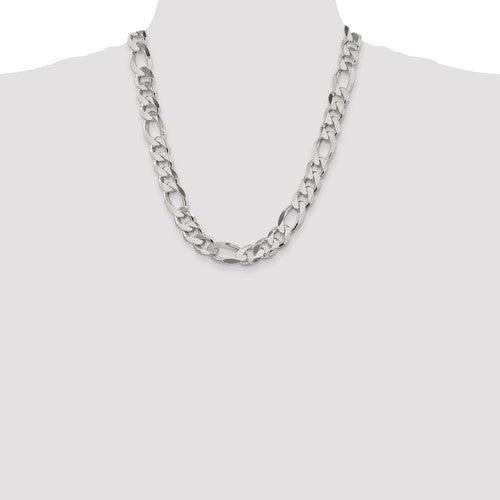 Sterling Silver 13.50mm Figaro Chain - Seattle Gold Grillz