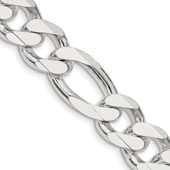 Sterling Silver 13.50mm Figaro Chain - Seattle Gold Grillz