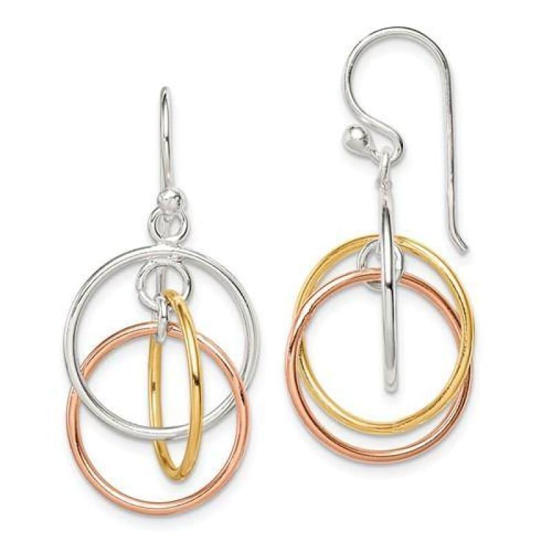 Sterling Silver 14K Gold & Rose Gold Vermeil Circles Dangle Earrings - Seattle Gold Grillz
