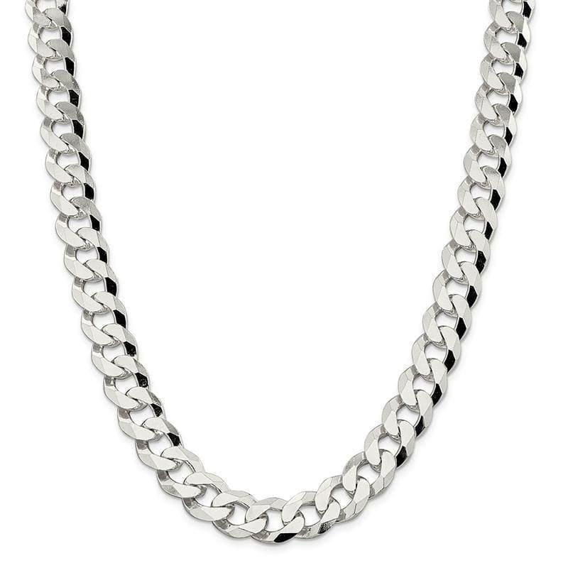 Sterling Silver 14mm Beveled Curb Chain - Seattle Gold Grillz