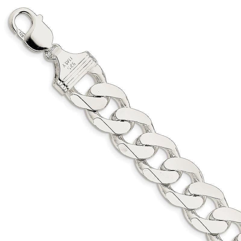 Sterling Silver 15mm Curb Bracelet - Seattle Gold Grillz