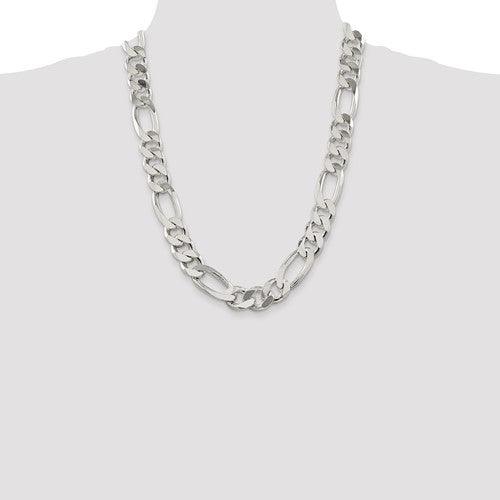 Sterling Silver 15mm Figaro Chain - Seattle Gold Grillz