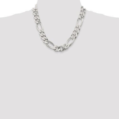 Sterling Silver 15mm Figaro Chain - Seattle Gold Grillz