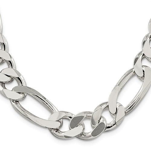 Sterling Silver 15mm Figaro Chain - Seattle Gold Grillz
