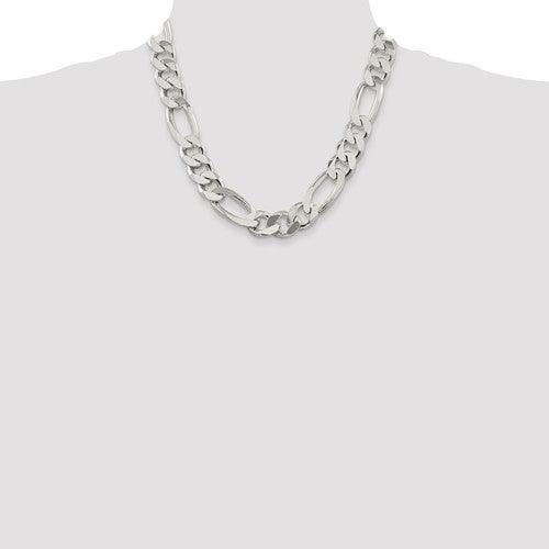 Sterling Silver 15mm Figaro Chain - Seattle Gold Grillz