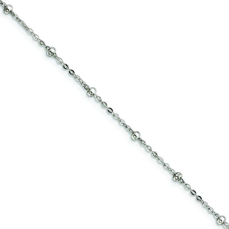 Sterling Silver 1mm Beaded Chain Anklet - Seattle Gold Grillz