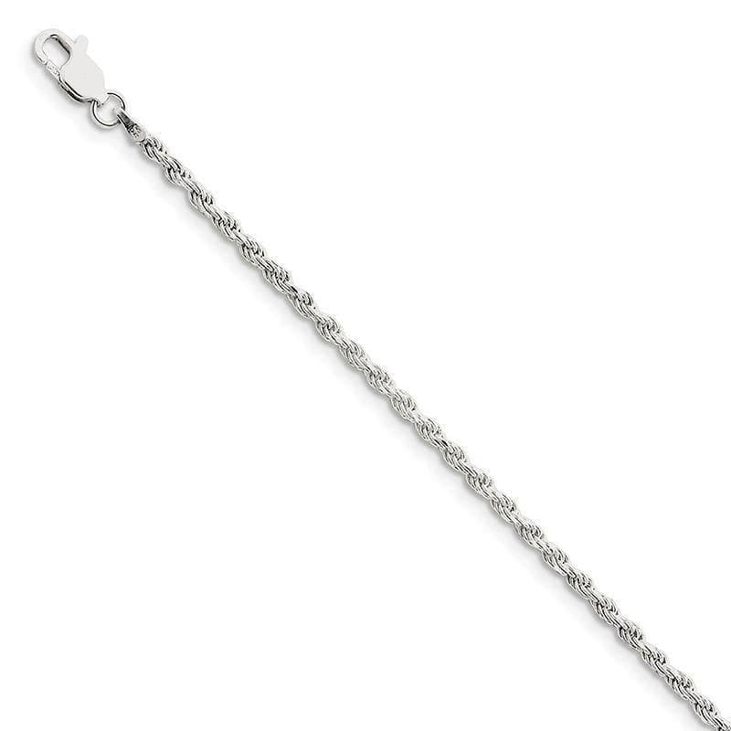 Sterling Silver 2.25mm Diamond-cut Rope Bracelet - Seattle Gold Grillz