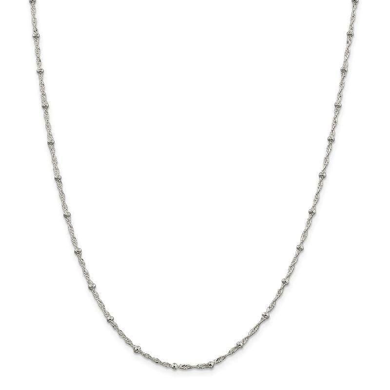 Sterling Silver 2.50mm Singapore w- Beads Chain - Seattle Gold Grillz