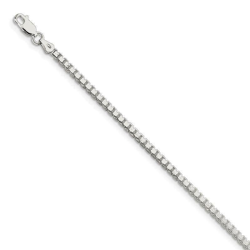 Sterling Silver 2.5mm Box Bracelet - Seattle Gold Grillz