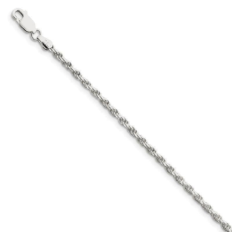 Sterling Silver 2.5mm Diamond-cut Rope Bracelet - Seattle Gold Grillz