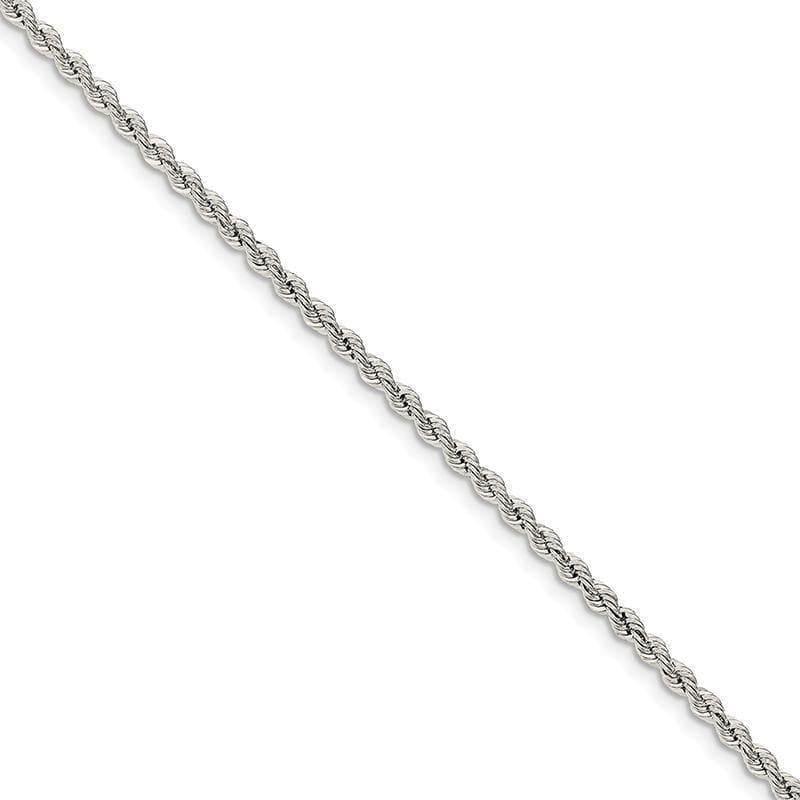 Sterling Silver 2.5mm Solid Rope Bracelet - Seattle Gold Grillz
