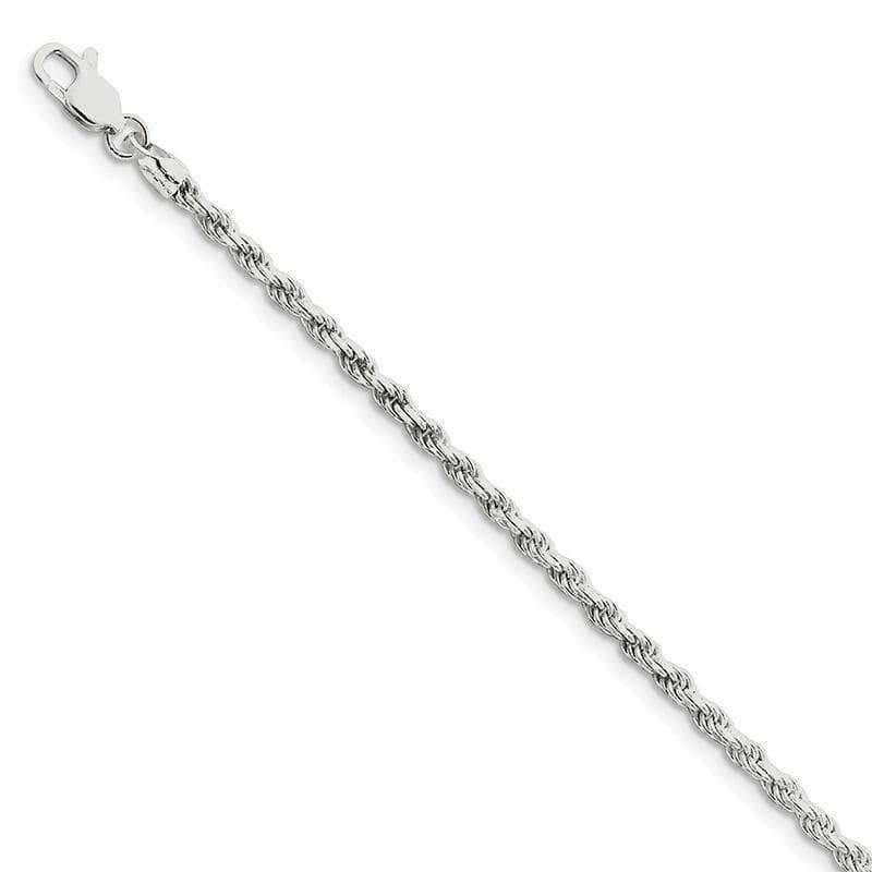 Sterling Silver 2.75mm Diamond-cut Rope Bracelet - Seattle Gold Grillz