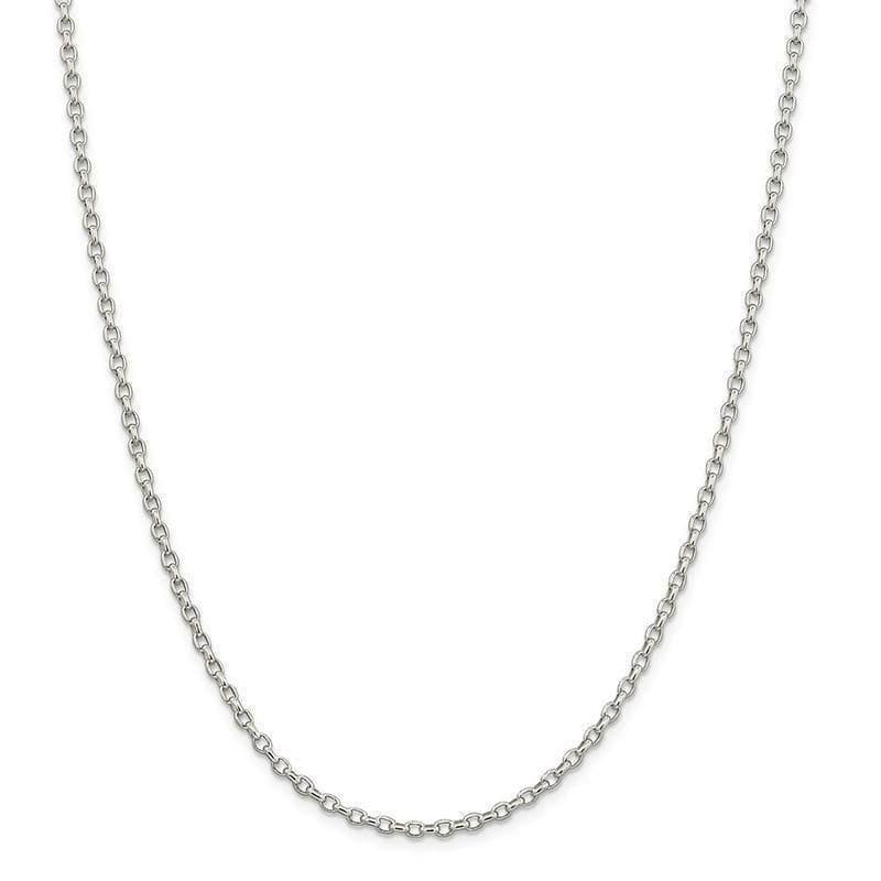 Sterling Silver 2.75mm Oval Rolo Necklace - Seattle Gold Grillz